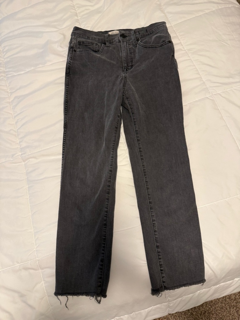 Madewell Black Straight-Leg Jeans with Raw Hem
